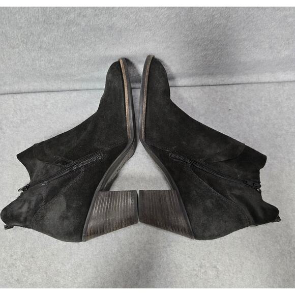 Paul Green Black Suede Nora Heeled Ankle Booties Size 7 - Picture 6 of 9